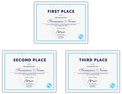 Awards Certificates - 1st, 2nd, 3rd Place