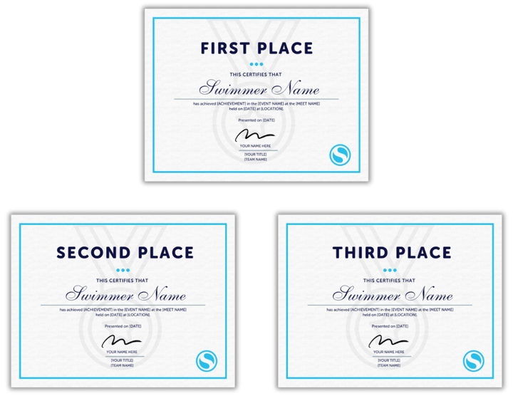 Certificates - 1st, 2nd, 3rd